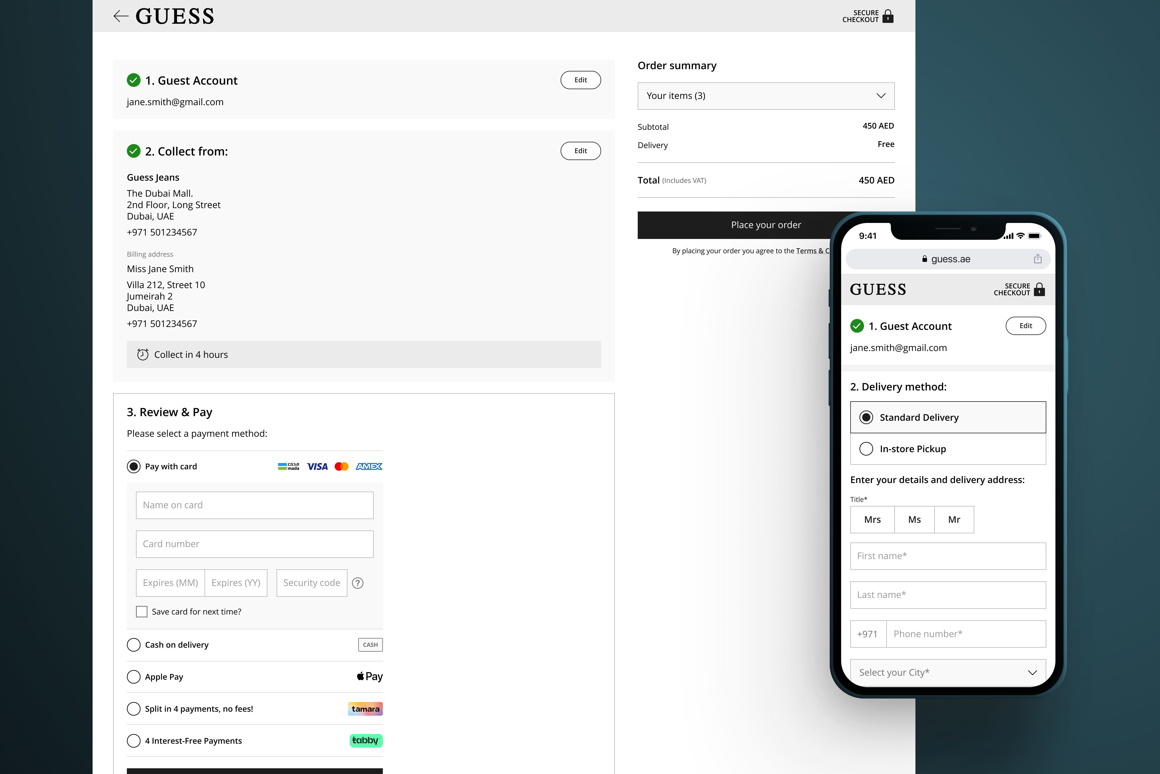GUESS checkout redesign
