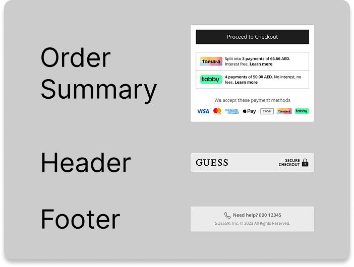 Trust and security signals placed throughout the checkout journey